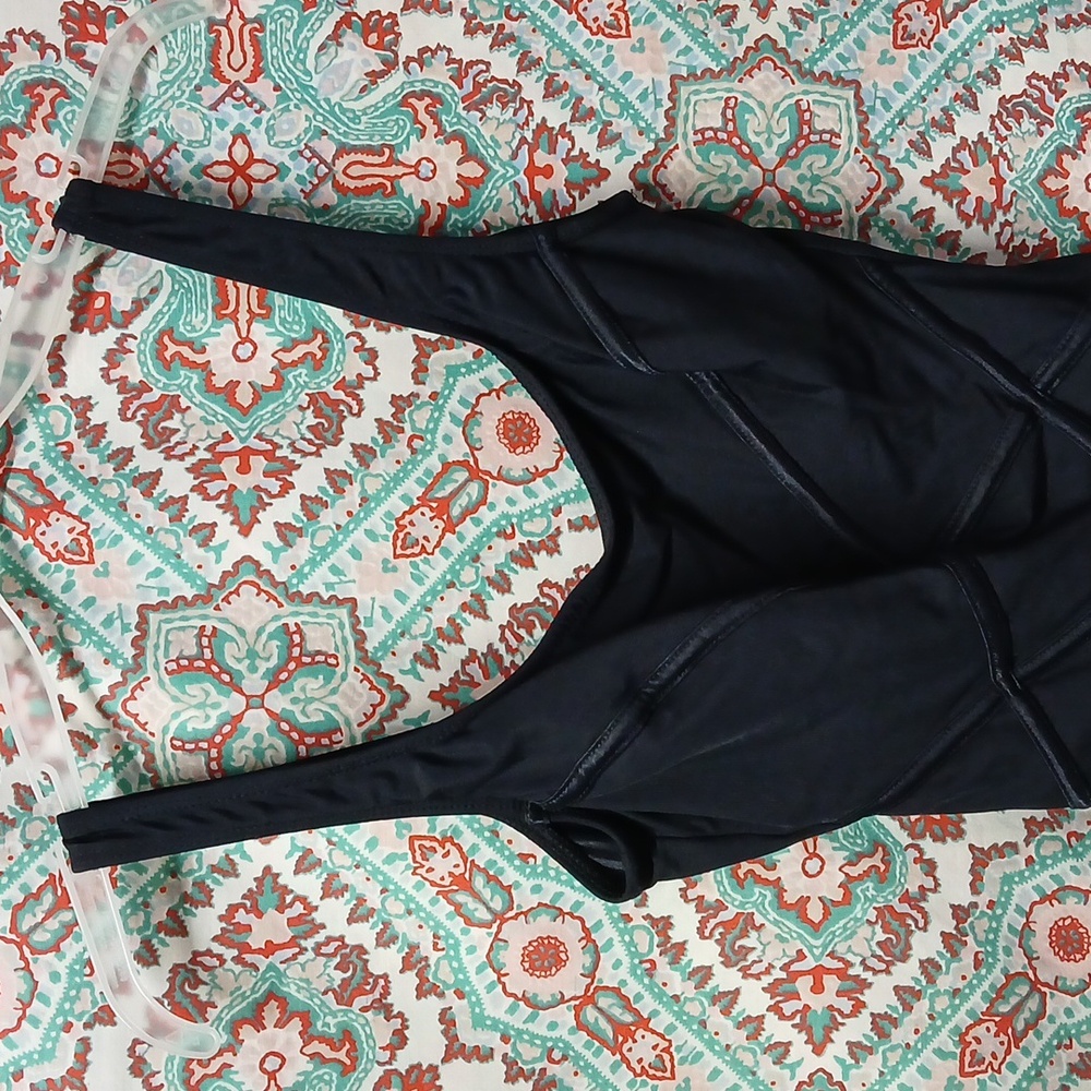 Vintage Longitude Black One Piece Swimsuit, Size 10, Preowned - Picture 3 of 11